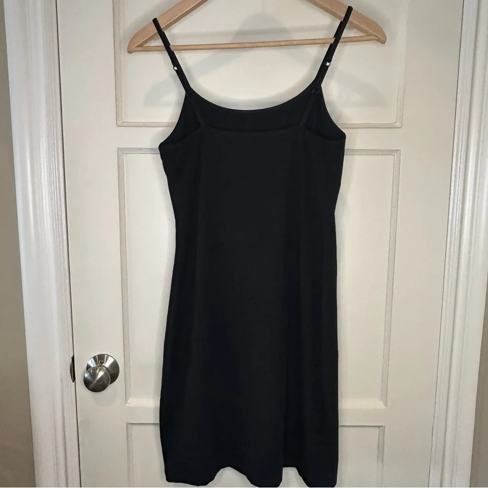Express Mini Dress with Rhinestone Shoulder Detail, Black - Size Small